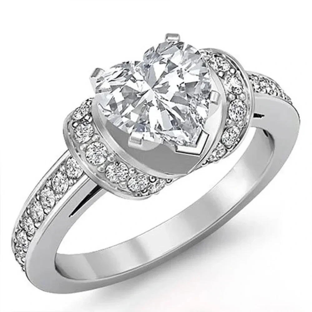 ▶Wedding Heart Diamond Ring for Women, F147 - Picture 6 of 7